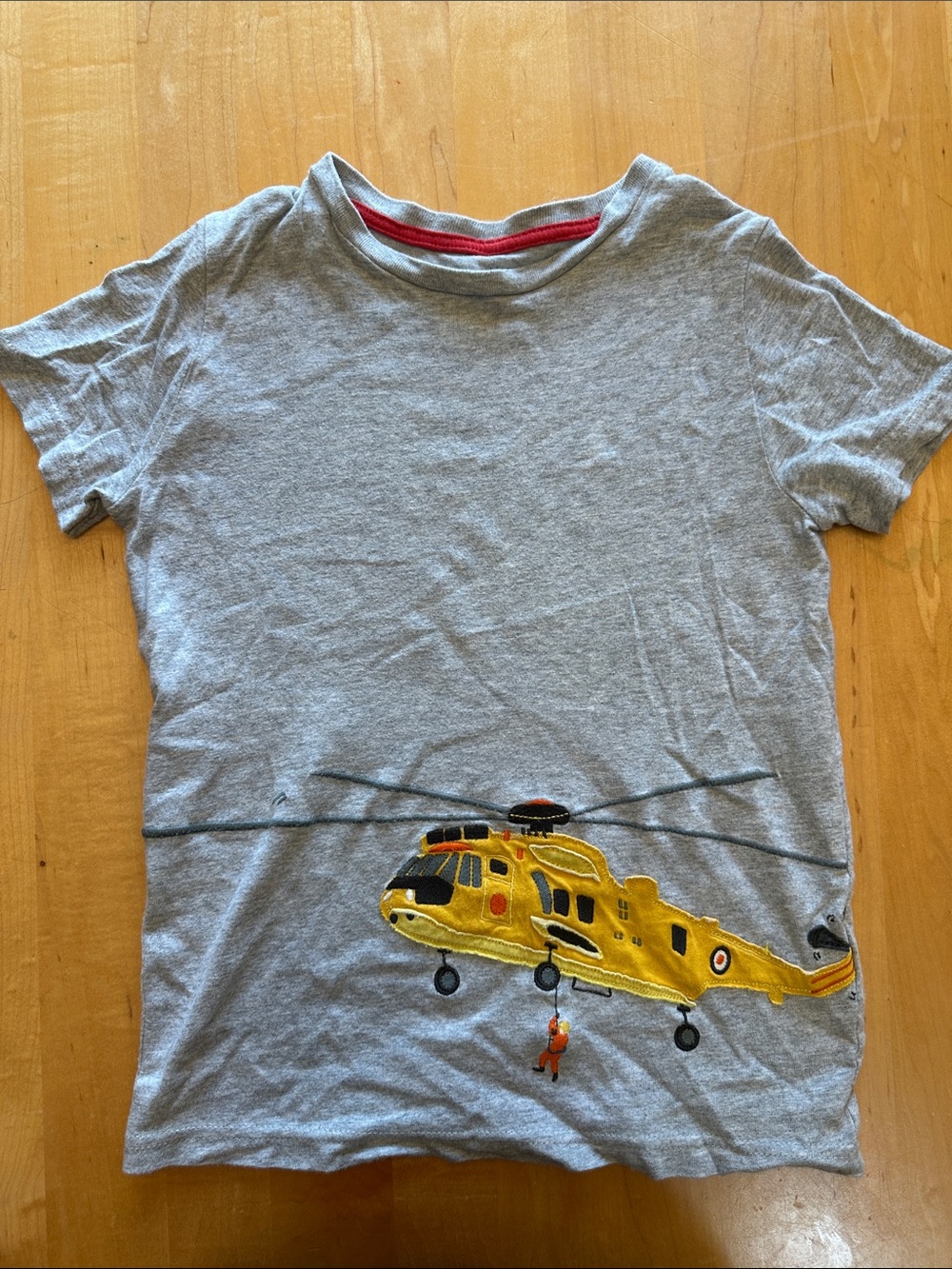 Boden Grey Tee with Yellow Helicopter Motif